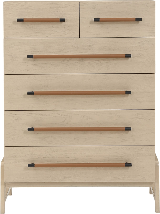 Kaya Oak Veneer And Vegan Leather Handle Chest in Natural - 360Natural-CH
