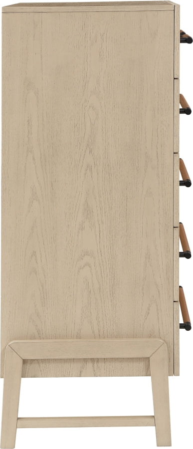 Kaya Oak Veneer And Vegan Leather Handle Chest in Natural - 360Natural-CH