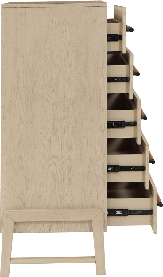 Kaya Oak Veneer And Vegan Leather Handle Chest in Natural - 360Natural-CH
