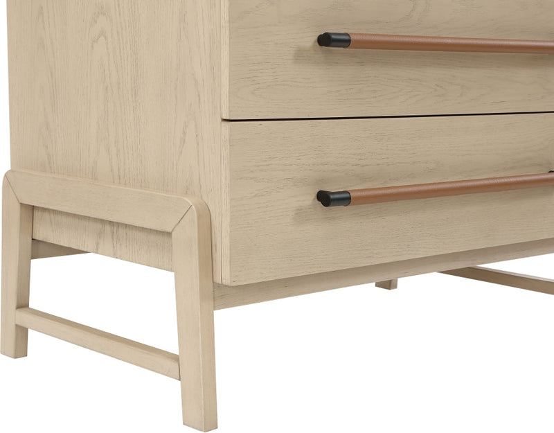Kaya Oak Veneer And Vegan Leather Handle Chest in Natural - 360Natural-CH