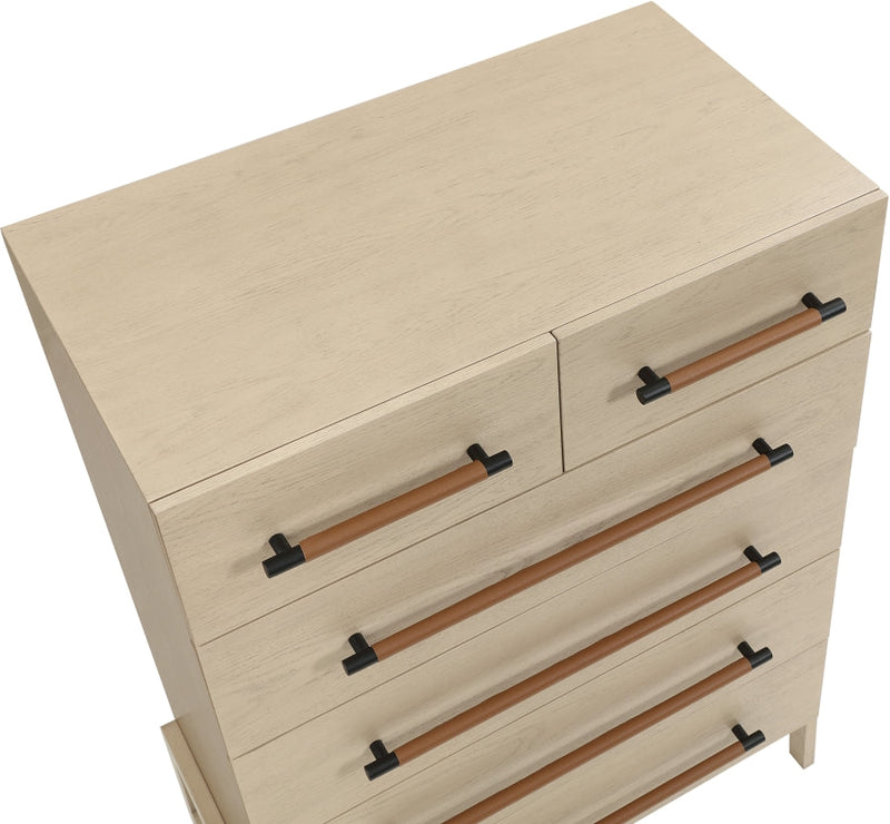 Kaya Oak Veneer And Vegan Leather Handle Chest in Natural - 360Natural-CH