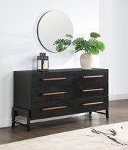 Kaya Oak Veneer And Vegan Leather Handle Dresser in Black - 360Black-D