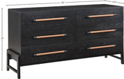 Kaya Oak Veneer And Vegan Leather Handle Dresser in Black - 360Black-D