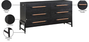 Kaya Oak Veneer And Vegan Leather Handle Dresser in Black - 360Black-D