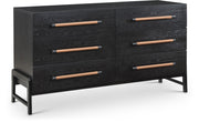 Kaya Oak Veneer And Vegan Leather Handle Dresser in Black - 360Black-D
