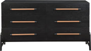 Kaya Oak Veneer And Vegan Leather Handle Dresser in Black - 360Black-D