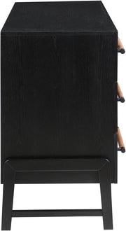Kaya Oak Veneer And Vegan Leather Handle Dresser in Black - 360Black-D