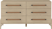 Kaya Oak Veneer And Vegan Leather Handle Dresser in Natural - 360Natural-D