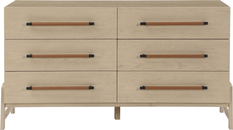 Kaya Oak Veneer And Vegan Leather Handle Dresser in Natural - 360Natural-D