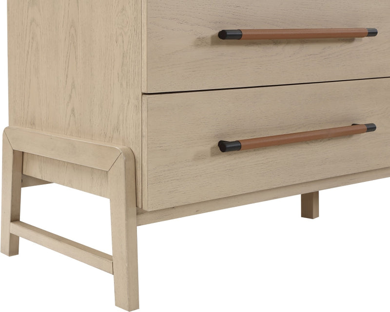 Kaya Oak Veneer And Vegan Leather Handle Dresser in Natural - 360Natural-D
