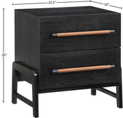 Kaya Oak Veneer And Vegan Leather Handle Night Stand in Black - 360Black-NS