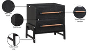 Kaya Oak Veneer And Vegan Leather Handle Night Stand in Black - 360Black-NS
