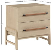 Kaya Oak Veneer And Vegan Leather Handle Night Stand in Natural - 360Natural-NS