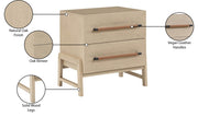 Kaya Oak Veneer And Vegan Leather Handle Night Stand in Natural - 360Natural-NS