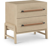 Kaya Oak Veneer And Vegan Leather Handle Night Stand in Natural - 360Natural-NS
