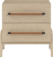 Kaya Oak Veneer And Vegan Leather Handle Night Stand in Natural - 360Natural-NS