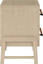 Kaya Oak Veneer And Vegan Leather Handle Night Stand in Natural - 360Natural-NS