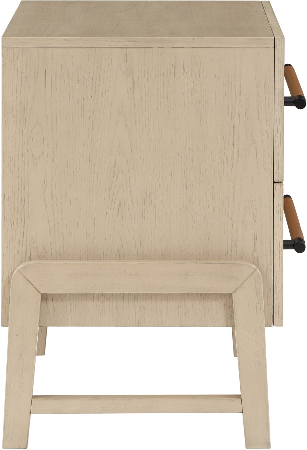 Kaya Oak Veneer And Vegan Leather Handle Night Stand in Natural - 360Natural-NS