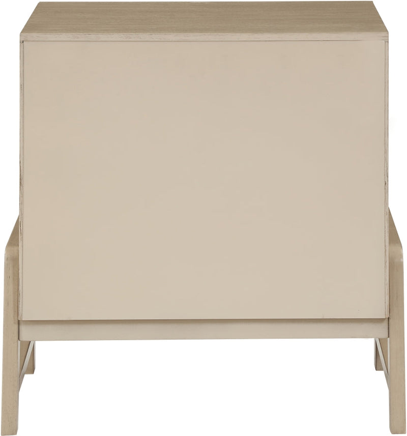Kaya Oak Veneer And Vegan Leather Handle Night Stand in Natural - 360Natural-NS
