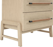 Kaya Oak Veneer And Vegan Leather Handle Night Stand in Natural - 360Natural-NS