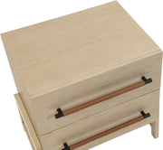Kaya Oak Veneer And Vegan Leather Handle Night Stand in Natural - 360Natural-NS