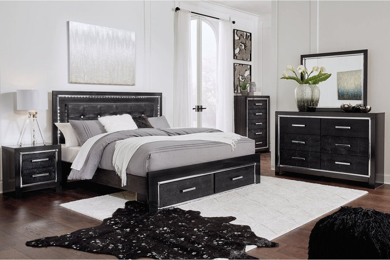 Kaydell Black King Upholstered Panel Bed with Storage - Gate FurnitureKing Bed
