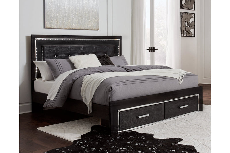 Kaydell Black King Upholstered Panel Bed with Storage - Gate FurnitureKing Bed