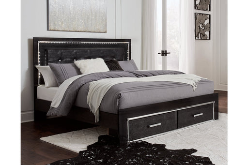 Kaydell Black King Upholstered Panel Bed with Storage - Gate FurnitureKing Bed
