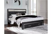 Kaydell Black King Upholstered Panel Storage Platform Bed - Gate FurnitureKing Bed