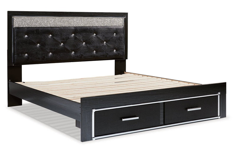 Kaydell Black King Upholstered Panel Storage Platform Bed - Gate FurnitureKing Bed