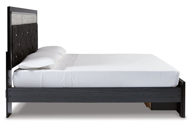 Kaydell Black King Upholstered Panel Storage Platform Bed - Gate FurnitureKing Bed