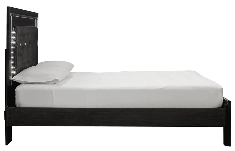 Kaydell Black LED Queen Footboard Storage Platform Bed - Gate FurnitureQueen Bed
