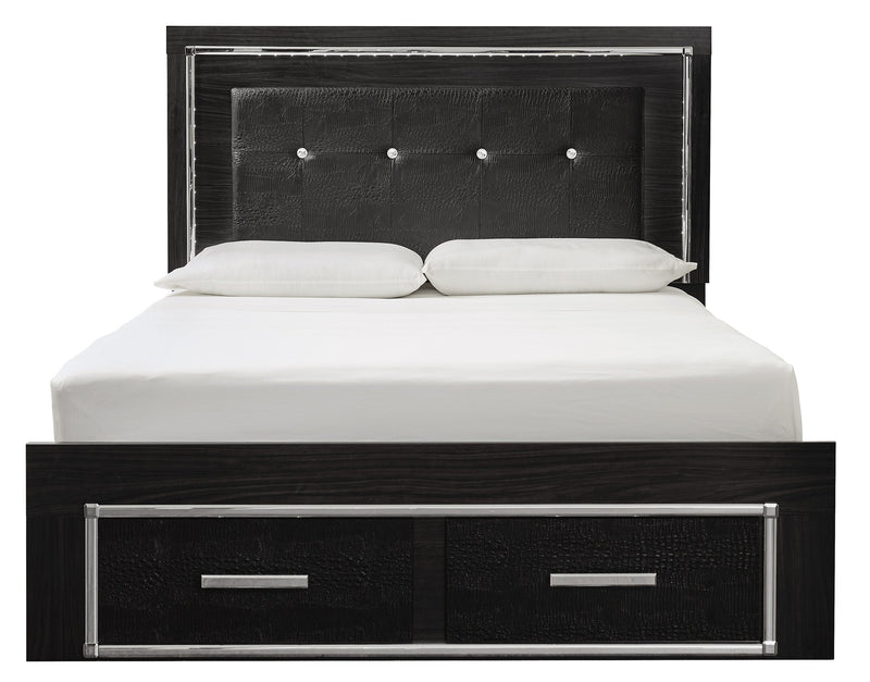 Kaydell Black LED Queen Footboard Storage Platform Bed - Gate FurnitureQueen Bed
