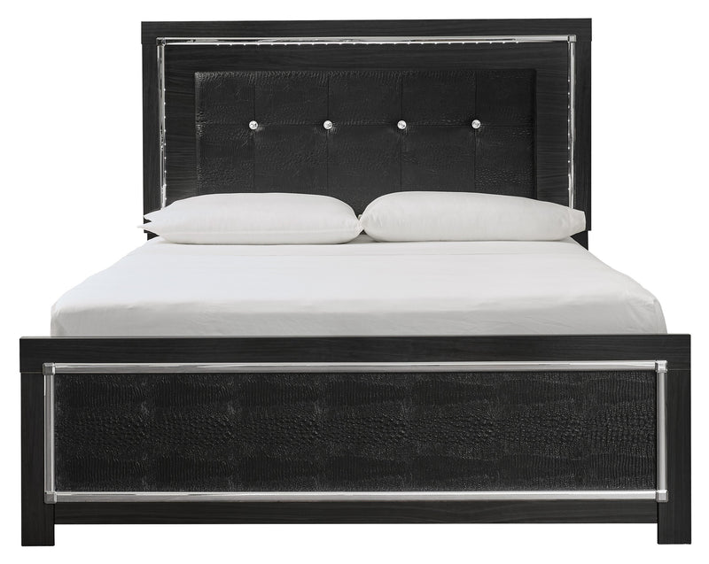 Kaydell Black LED Queen Panel Bed - Gate FurnitureQueen Bed