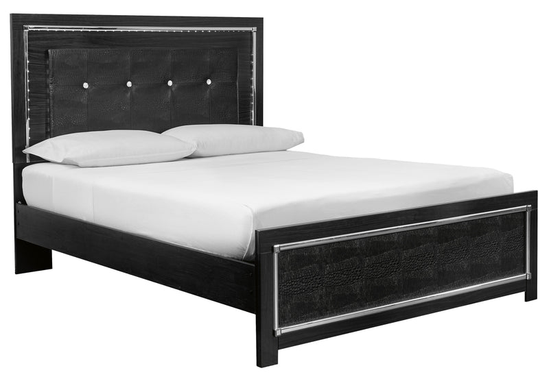 Kaydell Black LED Queen Panel Bed - Gate FurnitureQueen Bed