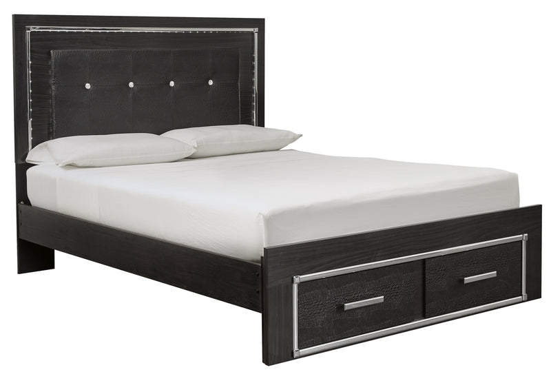 Kaydell Black LED Queen Storage Panel Bed - Gate FurnitureQueen Bed