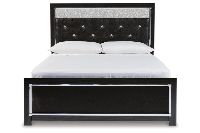 Kaydell Black Queen Upholstered Panel Bed - Gate FurnitureQueen Bed
