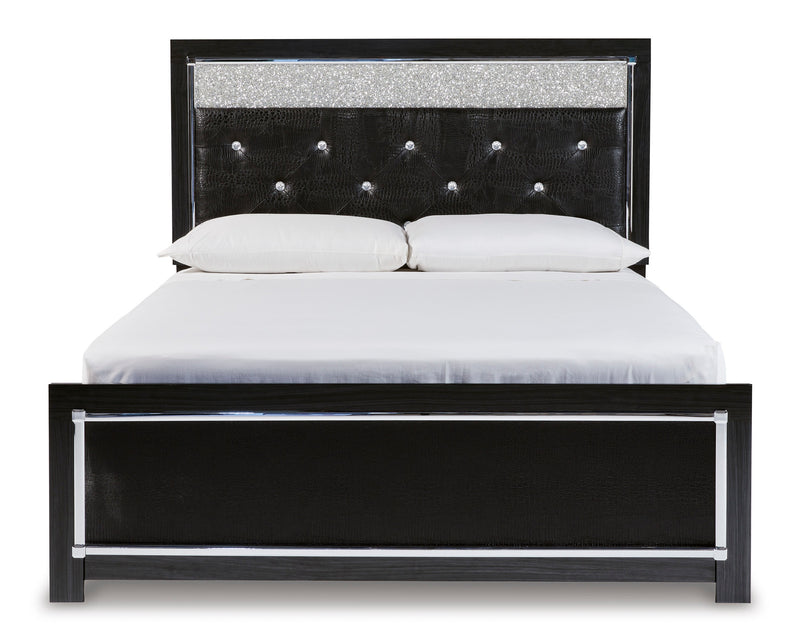 Kaydell Black Queen Upholstered Panel Platform Bed - Gate FurnitureQueen Bed