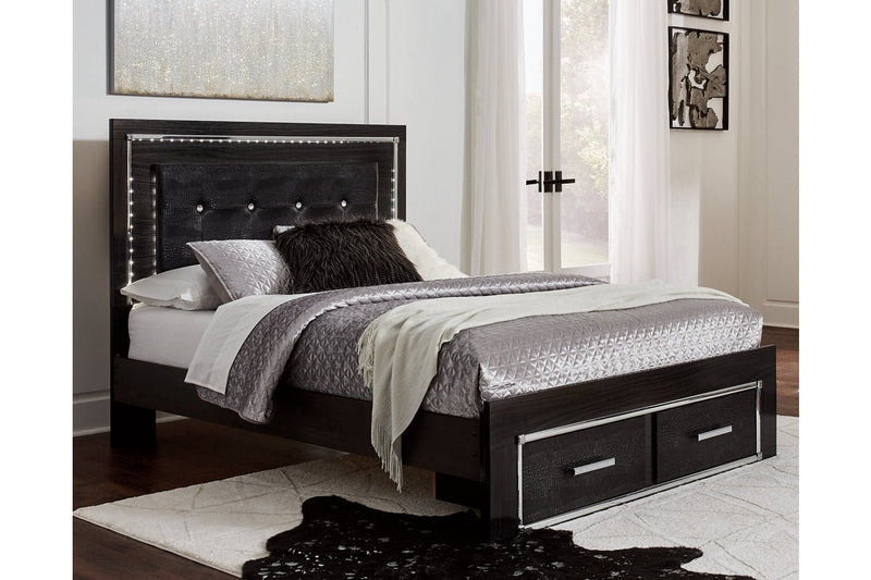 Kaydell Black Queen Upholstered Platform Bed with Storage - Gate FurnitureQueen Bed