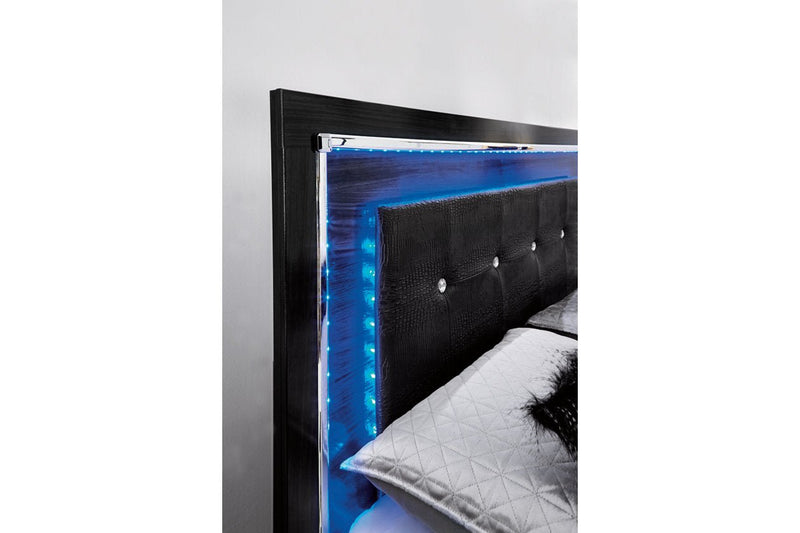 Kaydell Black Queen Upholstered Platform Bed with Storage - Gate FurnitureQueen Bed