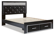 Kaydell Black Queen Upholstered Platform Storage Platform Bed - Gate FurnitureQueen Bed