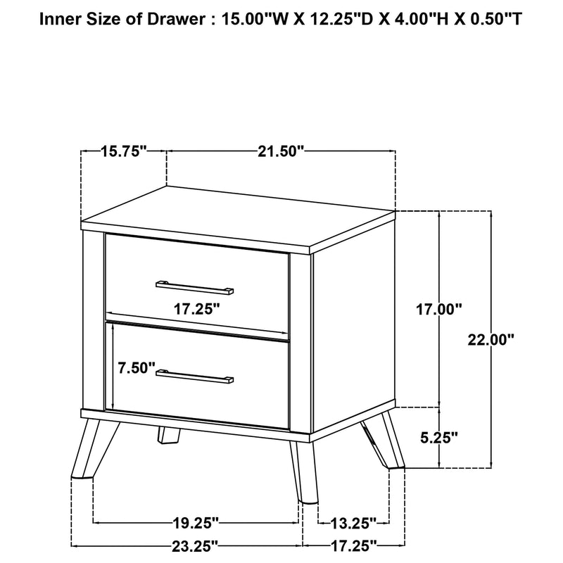 Kaywood 2-drawer Nightstand Bedside Table Natural Pine - 225002