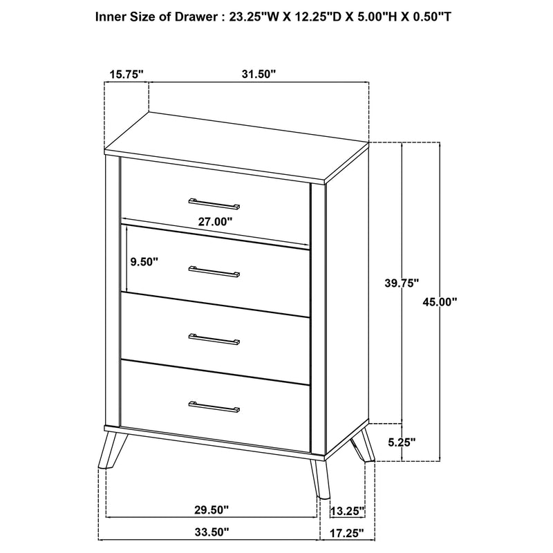 Kaywood 4-drawer Bedroom Chest of Drawers Natural Pine - 225005