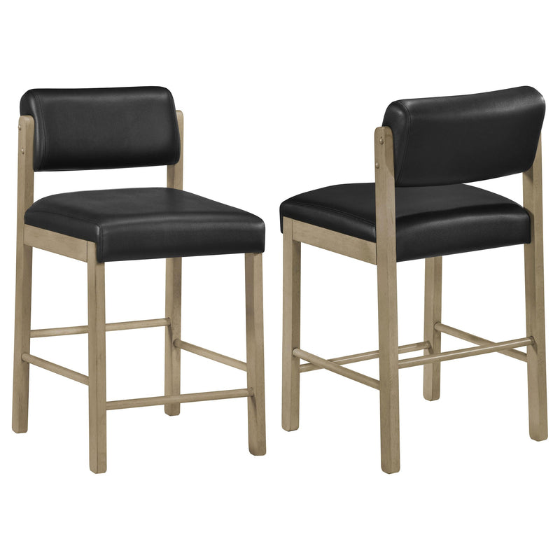 Kehoe Upholstered Counter Height Chair Black and Natural Oak (Set of 2) - 193929NAT
