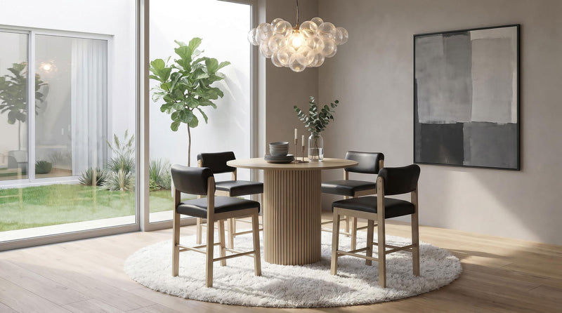 Kehoe Upholstered Counter Height Chair Black and Natural Oak (Set of 2) - 193929NAT