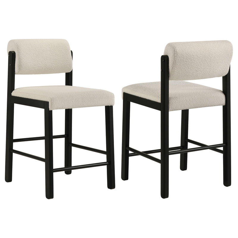 Kehoe Upholstered Counter Height Chair Cream and Black (Set of 2) - 193939BLK