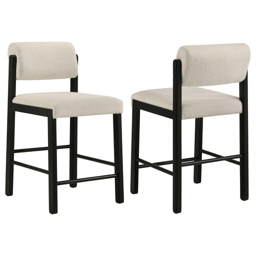Kehoe Upholstered Counter Height Chair Cream and Black (Set of 2) - 193939BLK
