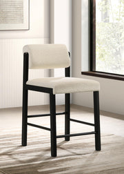 Kehoe Upholstered Counter Height Chair Cream and Black (Set of 2) - 193939BLK