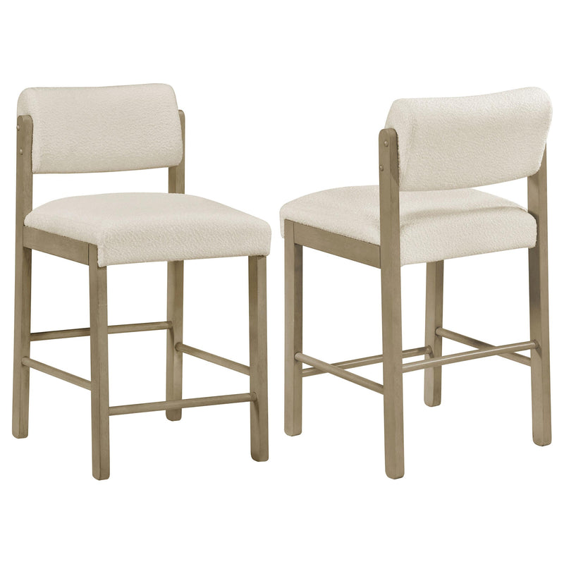 Kehoe Upholstered Counter Height Chair Cream and Natural Oak (Set of 2) - 193939NAT