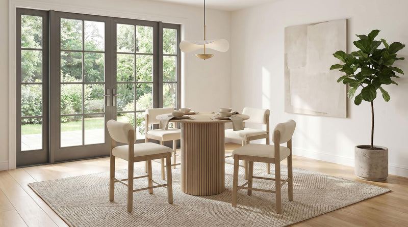 Kehoe Upholstered Counter Height Chair Cream and Natural Oak (Set of 2) - 193939NAT